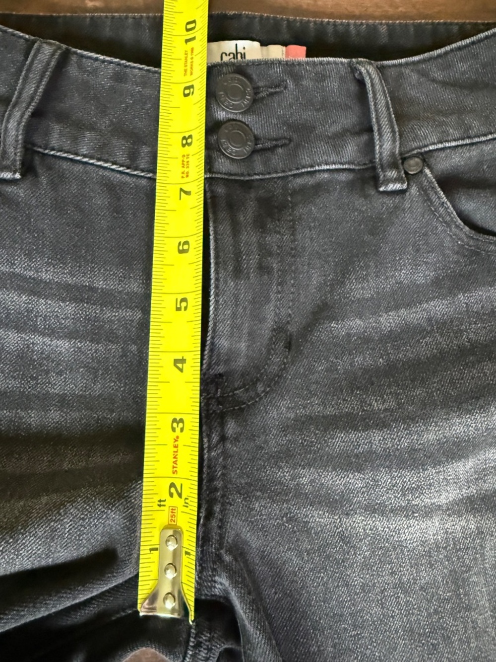CAbi Black Hi-Low Crop Jeans Size 4 Stretch Denim EUC - Picture 6 of 10